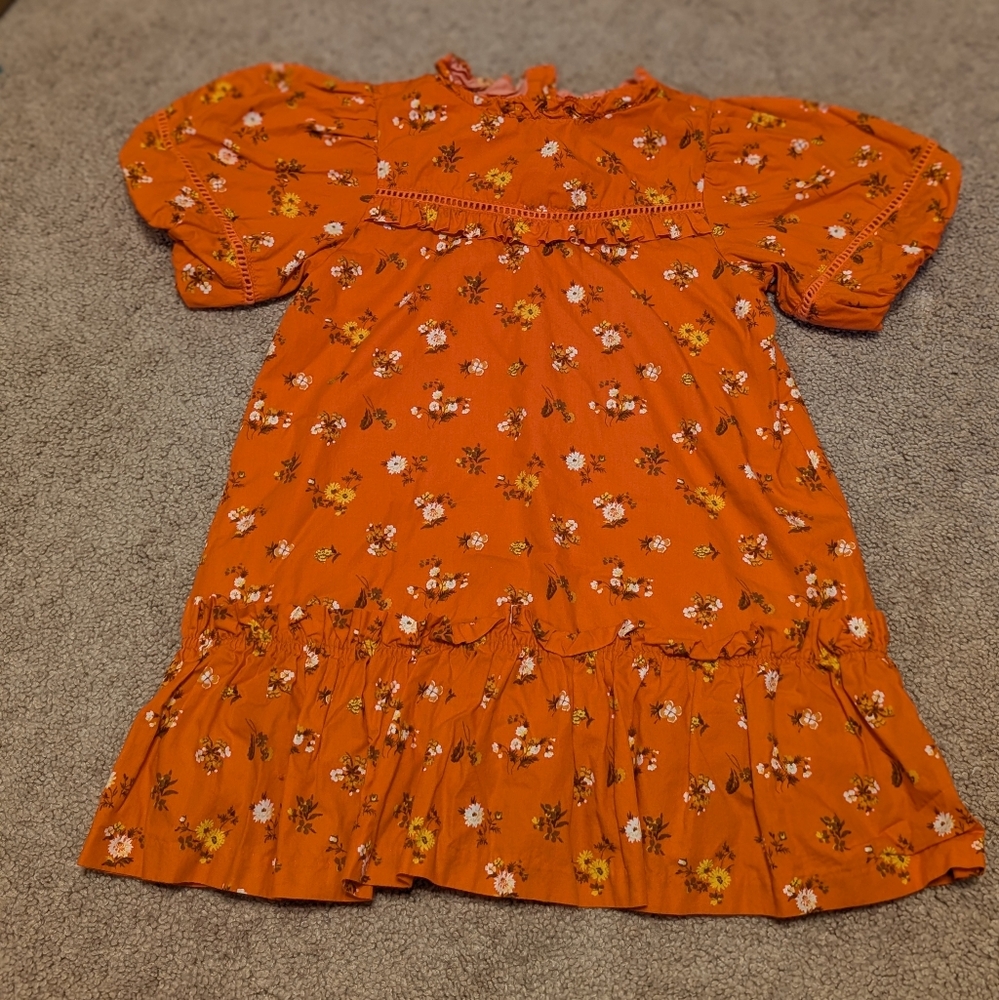 Janie and Jack Orange Floral Girls Dress